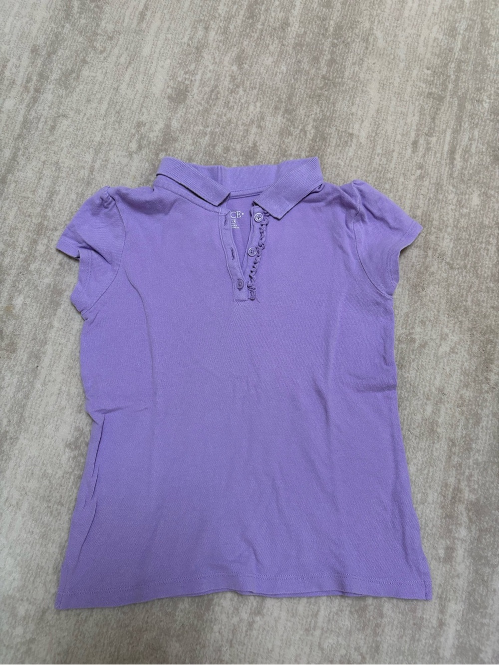 The Children's Place Lavender Ruffle-Trim Polo. Size M (7-8)